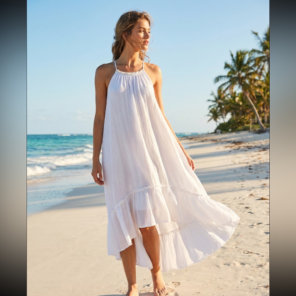 Anthropologie Free People White Gauze Dress